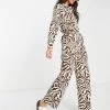 Y.A.S Animal Printed Zip Through Jumpsuit In Brown For Women Zebra Print 1 Y.A.S Animal Printed Zip Through Jumpsuit In Brown For Women Zebra Print -Women's Y.A.S Sales Shop unnamed file 10