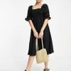 Y.A.S Syrine Shirred Midi Dress In Black For Women Solid Black 1 Y.A.S Syrine Shirred Midi Dress In Black For Women Solid Black -Women's Y.A.S Sales Shop unnamed file 1000