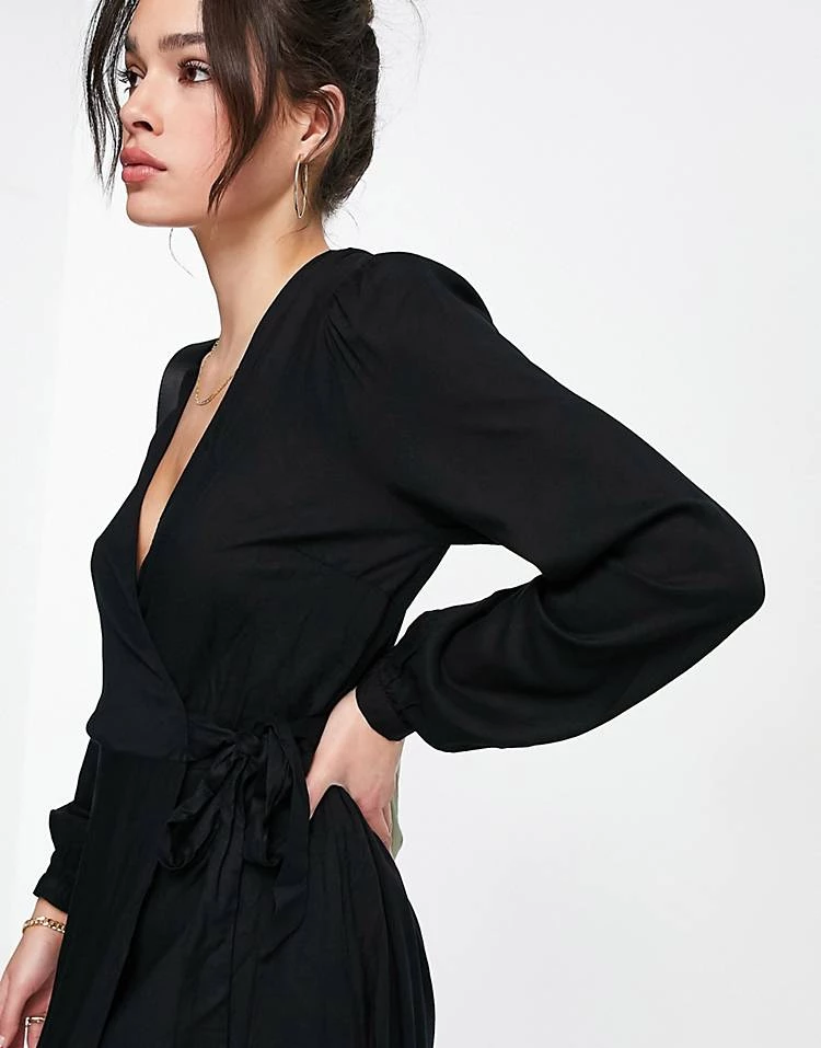 Y.A.S. Melina Long Sleeve Wrap Dress In Black For Women 4 Y.A.S. Melina Long Sleeve Wrap Dress In Black For Women - Image 2