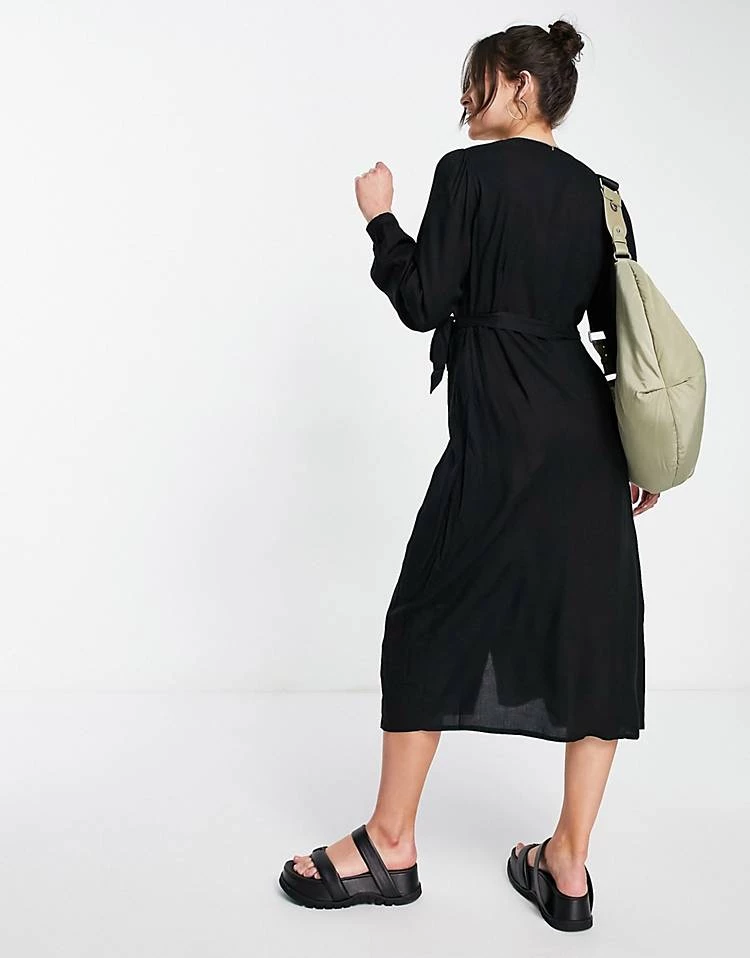 Y.A.S. Melina Long Sleeve Wrap Dress In Black For Women 5 Y.A.S. Melina Long Sleeve Wrap Dress In Black For Women - Image 3