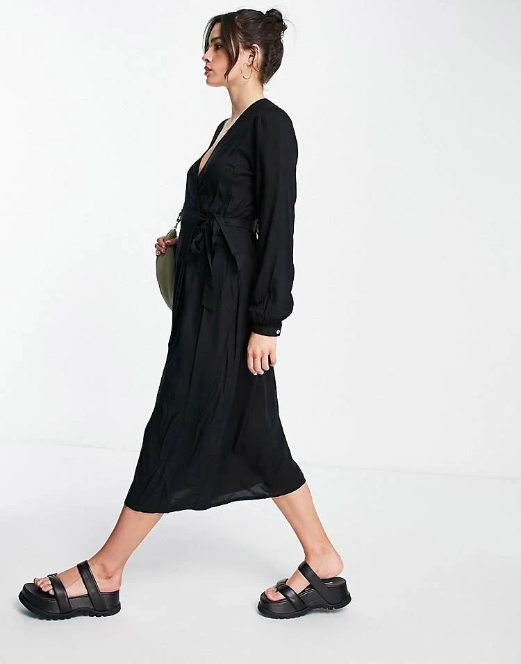 Y.A.S. Melina Long Sleeve Wrap Dress In Black For Women 6 Y.A.S. Melina Long Sleeve Wrap Dress In Black For Women - Image 4