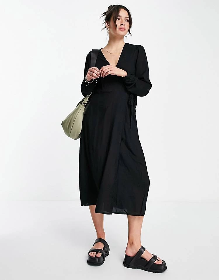 Y.A.S. Melina Long Sleeve Wrap Dress In Black For Women 7 Y.A.S. Melina Long Sleeve Wrap Dress In Black For Women - Image 5
