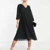Y.A.S Bimilla Semi Sheer Smock Dress In Black For Women