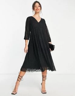 Y.A.S Bimilla Semi Sheer Smock Dress In Black For Women
