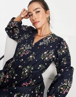 Y.A.S. Nula Volume Sleeve Printed Smock Dress In Blue For Women Sky Captain Aop -Women's Y.A.S Sales Shop unnamed file 1052