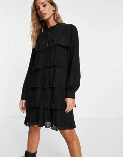 Y.A.S Layla Tiered Mini Smock Dress In Black For Women 11 Y.A.S Layla Tiered Mini Smock Dress In Black For Women -Women's Y.A.S Sales Shop unnamed file 1064