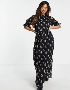 Y.A.S. Pima Printed Mesh Maxi Dress In Black For Women Black Aop -Women's Y.A.S Sales Shop unnamed file 1067