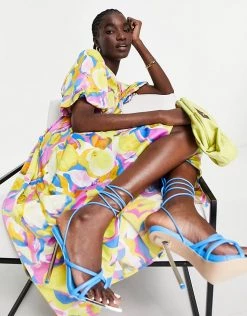 Y.A.S Puff Sleeve Maxi Dress In Bright Floral For Women Multi -Women's Y.A.S Sales Shop unnamed file 107