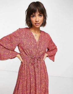 Y.A.S. Rislo Fluted Sleeve Floral Dress In Red For Women Fandango Aop -Women's Y.A.S Sales Shop unnamed file 1072