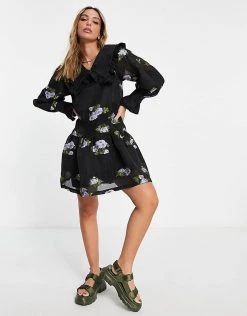 Y.A.S Boom Floral Mini Dress In Black For Women -Women's Y.A.S Sales Shop unnamed file 1078
