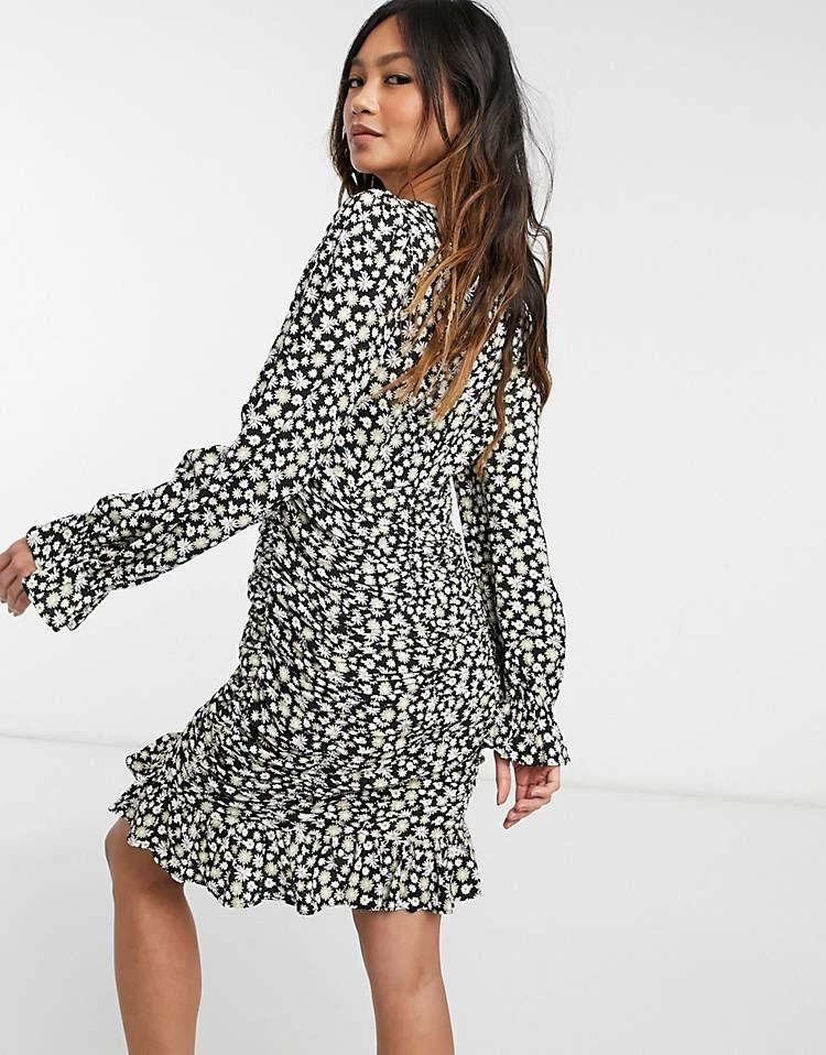 Y.A.S. Square Neck Ruched Mini Dress In Floral For Women Floral Multi 4 Y.A.S. Square Neck Ruched Mini Dress In Floral For Women Floral Multi - Image 2