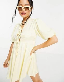 Y.A.S Petite Y.A.S. Petite Tie Front Mini Smock Dress In Black For Women Lemon 9 Y.A.S Petite Y.A.S. Petite Tie Front Mini Smock Dress In Black For Women Lemon -Women's Y.A.S Sales Shop unnamed file 1142