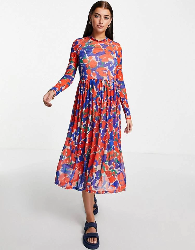 Y.A.S. Floral Mesh Midi Dress In Multi For Women 4 Y.A.S. Floral Mesh Midi Dress In Multi For Women - Image 2