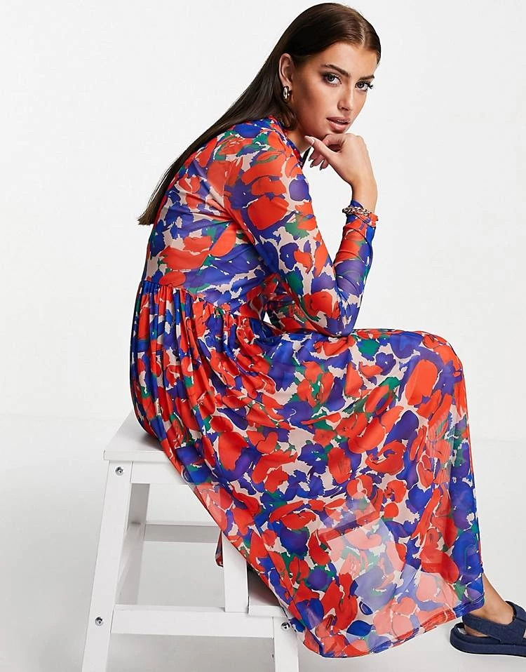 Y.A.S. Floral Mesh Midi Dress In Multi For Women 6 Y.A.S. Floral Mesh Midi Dress In Multi For Women - Image 4