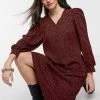 Y.A.S. Abali Printed Volume Sleeve V-neck Smock Dress For Women Black