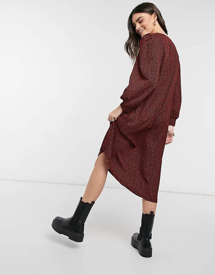 Y.A.S. Abali Printed Volume Sleeve V-neck Smock Dress For Women Black 4 Y.A.S. Abali Printed Volume Sleeve V-neck Smock Dress For Women Black - Image 2