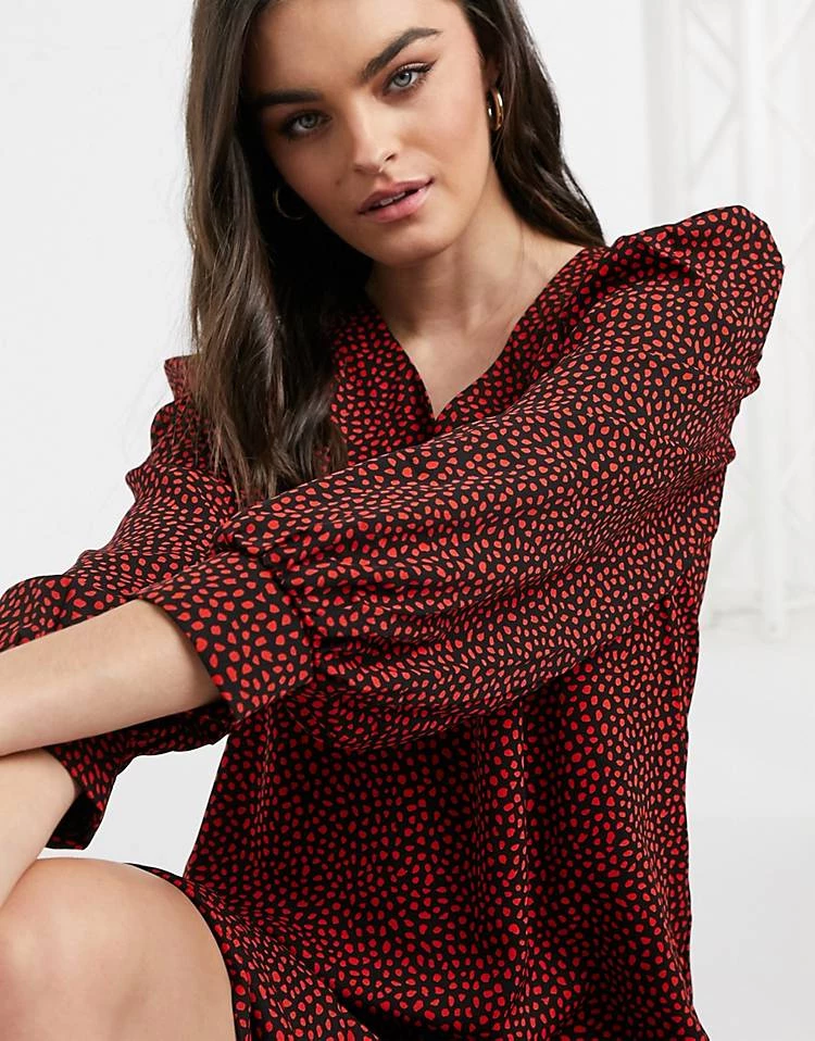 Y.A.S. Abali Printed Volume Sleeve V-neck Smock Dress For Women Black 5 Y.A.S. Abali Printed Volume Sleeve V-neck Smock Dress For Women Black - Image 3