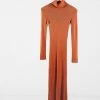 Y.A.S. Long Sleeve Roll Neck Jumper Dress In Rust For Women