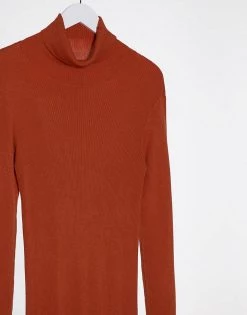 Y.A.S Tall Y.A.S. Tall Long Sleeve Roll Neck Jumper Dress In Rust For Women -Women's Y.A.S Sales Shop unnamed file 1182