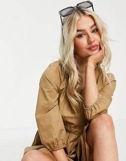 Y.A.S Petite Y.A.S. Petite Wrap Midi Smock Dress In Tan For Women 9 Y.A.S Petite Y.A.S. Petite Wrap Midi Smock Dress In Tan For Women -Women's Y.A.S Sales Shop unnamed file 1212