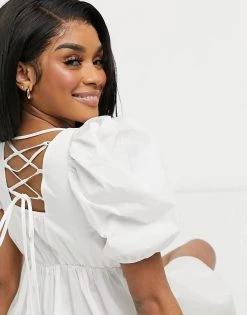 Y.A.S Petite Y.A.S. Petite Mini Smock Dress In White For Women Bright White -Women's Y.A.S Sales Shop unnamed file 1222