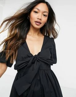 Y.A.S. Bow Back Midi Smock Dress In Black For Women 9 Y.A.S. Bow Back Midi Smock Dress In Black For Women -Women's Y.A.S Sales Shop unnamed file 1232