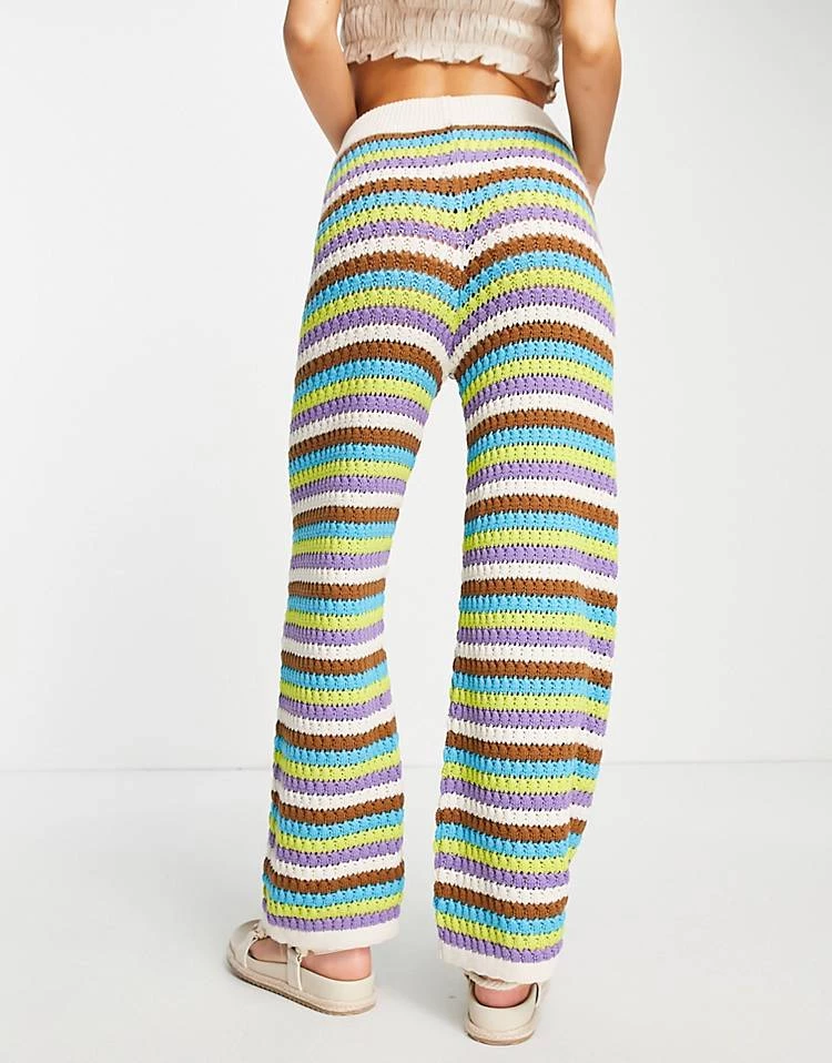 Y.A.S Crochet Co-ord Trousers In Multi Stripe For Women Green Stripe 3 Y.A.S Crochet Co-ord Trousers In Multi Stripe For Women Green Stripe - Image 2