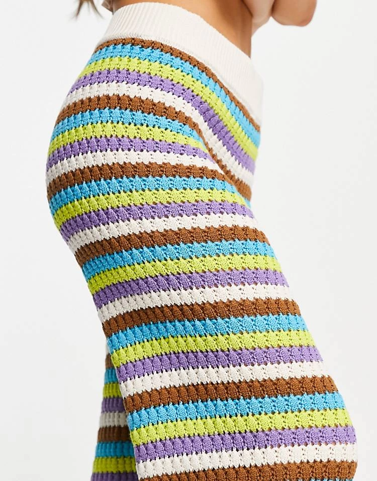 Y.A.S Crochet Co-ord Trousers In Multi Stripe For Women Green Stripe 4 Y.A.S Crochet Co-ord Trousers In Multi Stripe For Women Green Stripe - Image 3