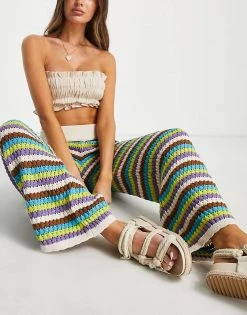 Y.A.S Crochet Co-ord Trousers In Multi Stripe For Women Green Stripe 9 Y.A.S Crochet Co-ord Trousers In Multi Stripe For Women Green Stripe -Women's Y.A.S Sales Shop unnamed file 1253