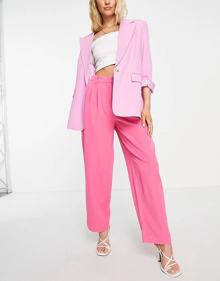 Y.A.S Tailored High Waist Trouser Co-ord In Pink For Women Shocking Pink 5 Y.A.S Tailored High Waist Trouser Co-ord In Pink For Women Shocking Pink - Image 3
