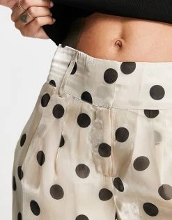 Y.A.S High Waisted Cropped Trousers Co-ord In Beige Spot For Women -Women's Y.A.S Sales Shop unnamed file 1262