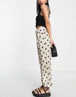 Y.A.S High Waisted Cropped Trousers Co-ord In Beige Spot For Women -Women's Y.A.S Sales Shop unnamed file 1263