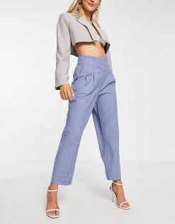 Y.A.S High Waisted Tailored Trousers In Dusty Blue For Women -Women's Y.A.S Sales Shop unnamed file 1271