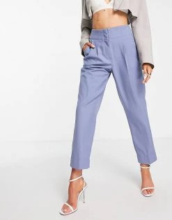 Y.A.S High Waisted Tailored Trousers In Dusty Blue For Women -Women's Y.A.S Sales Shop unnamed file 1273