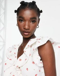 Y.A.S Wrap Ruffle Mini Dress In Strawberry Print For Women Multi -Women's Y.A.S Sales Shop unnamed file 128