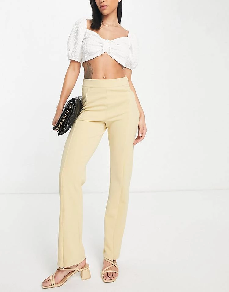 Y.A.S Exclusive Split Front Trousers In Pale Khaki For Women 5 Y.A.S Exclusive Split Front Trousers In Pale Khaki For Women - Image 3
