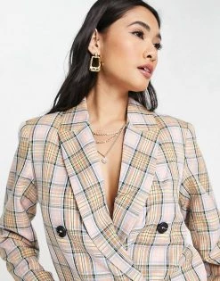 Y.A.S Check Jacket And Trouser Co-ord In Stone