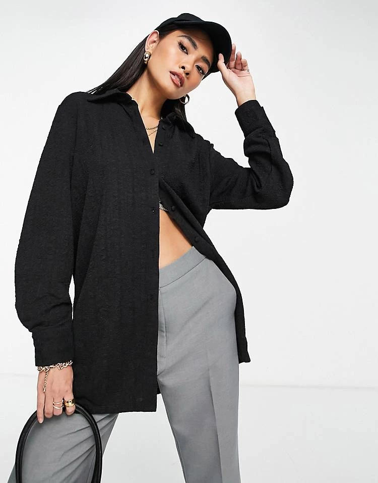 Y.A.S Glitter Strip Shirt And Trouser Co-ord In Black 3 Y.A.S Glitter Strip Shirt And Trouser Co-ord In Black