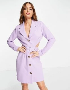 Y.A.S Exclusive Tailored Blazer Mini Dress With Cut Out Back And Belt In Purple For Women -Women's Y.A.S Sales Shop unnamed file 134