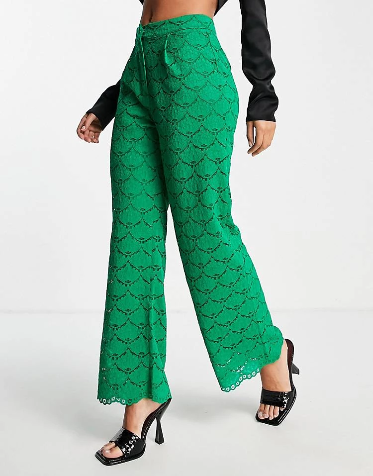 Y.A.S Lace Trouser Co-ord In Green For Women 6 Y.A.S Lace Trouser Co-ord In Green For Women - Image 4