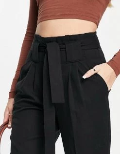 Y.A.S Tie Waist Tapered Trouser In Black For Women -Women's Y.A.S Sales Shop unnamed file 1379