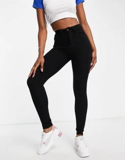 Y.A.S High Waisted Skinny Jeans In Stay Black For Women