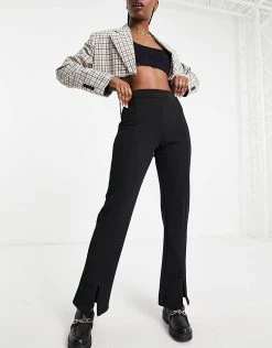 Y.A.S Split Front Trouser In Black For Women