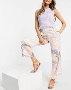 Y.A.S Cropped Trouser Co-ord In Animal Print For Women Star White