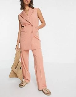 Y.A.S Tailored Waistcoat And Trouser Co-ord In Coral