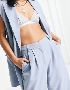 Y.A.S Petite Tapered Trouser In Blue For Women Cornflower Blue -Women's Y.A.S Sales Shop unnamed file 1465