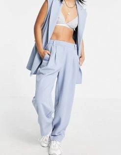 Y.A.S Petite Tapered Trouser In Blue For Women Cornflower Blue -Women's Y.A.S Sales Shop unnamed file 1466