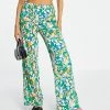 Y.A.S Kimmie Co-ord Printed Wide Leg Trousers In Green For Women Jelly Bean -Women's Y.A.S Sales Shop unnamed file 1473