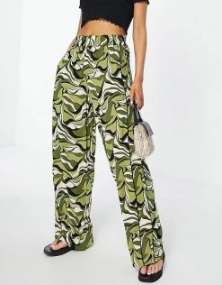 Y.A.S Wavy Printed Wide Leg Trouser Co-ord For Women Star White