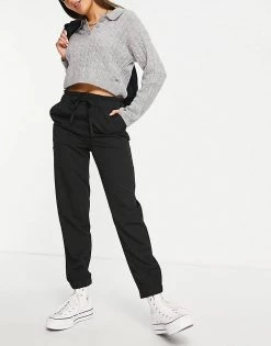 Y.A.S Bea Tie Waist Tapered Trousers In Black For Women